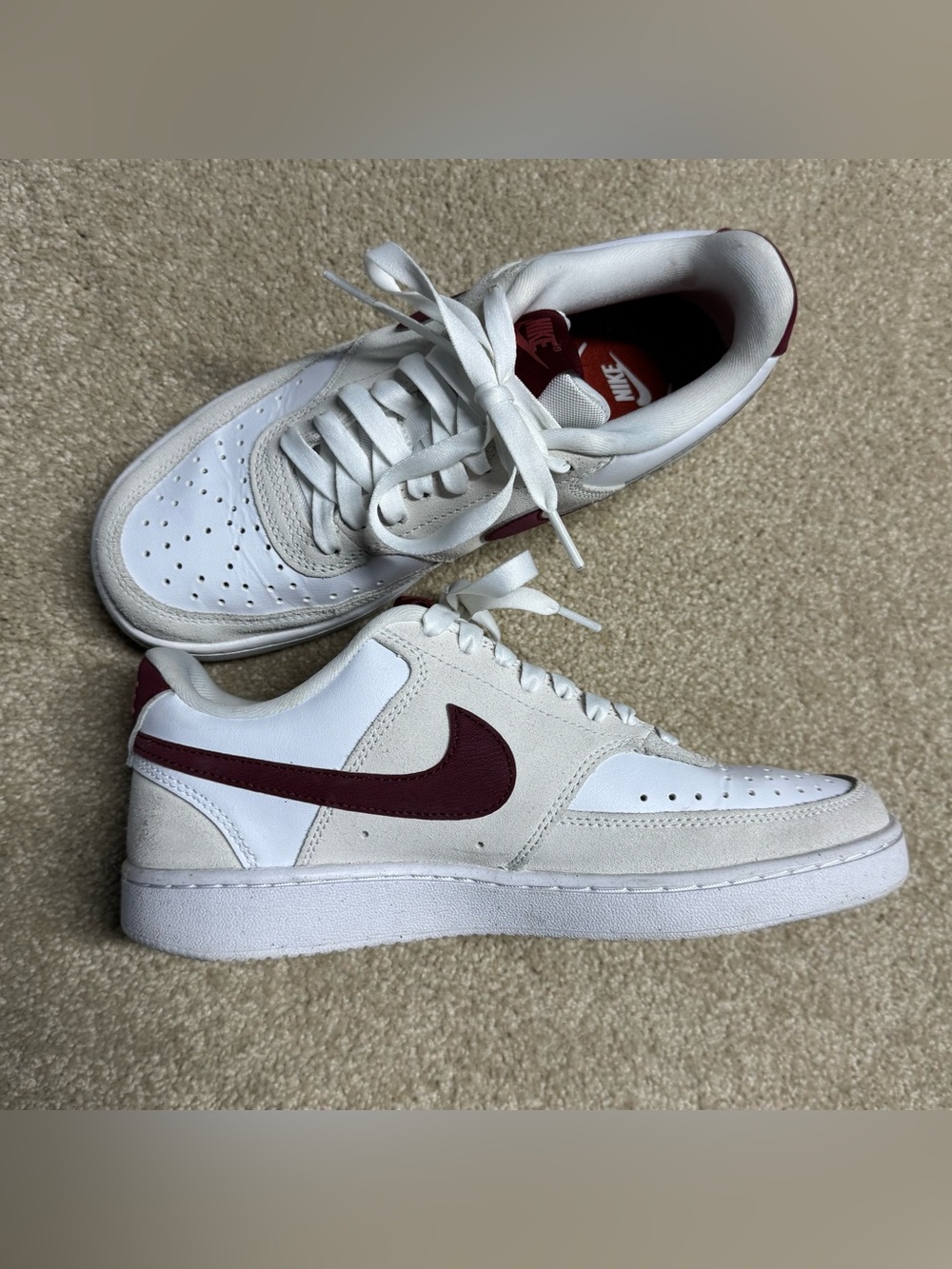 Nike Court Vision Low Shoes Women 7.5 White Valentines Day FQ7628-100 Sneakers - Picture 4 of 8